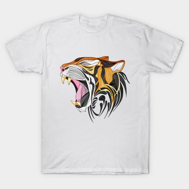 Tigre en líneas T-Shirt by ladinoariel